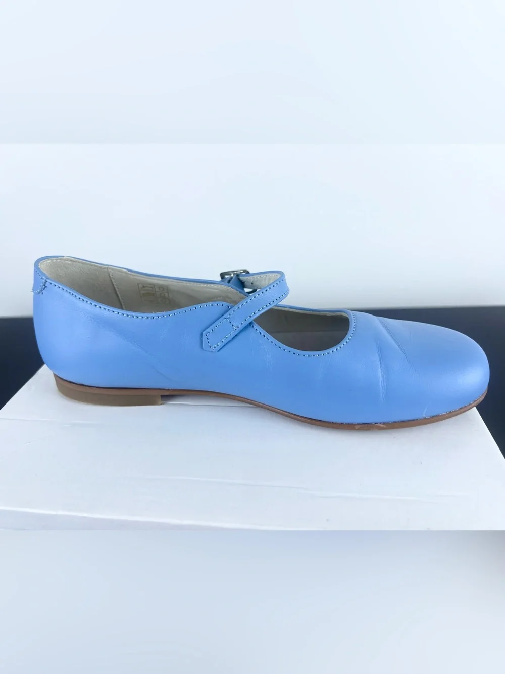 La Coqueta Kids Girls Leather Mary Jane Shoes, Dusty Blue, 35 EU